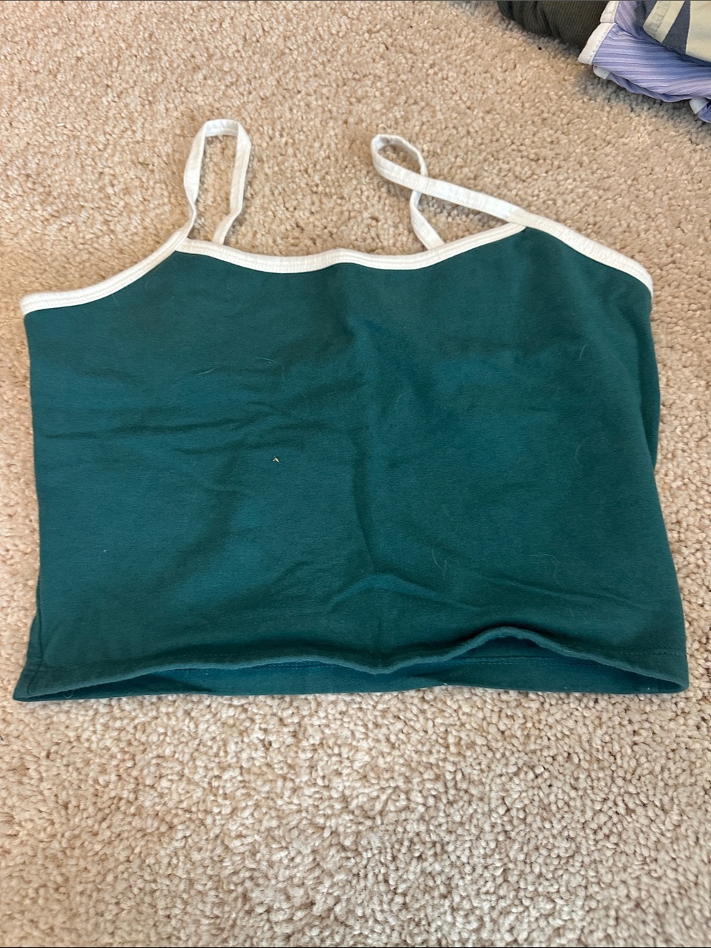 wild fable Forest Green Crop Cami with White Trim